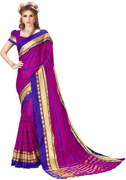 SMSAREE Pink Designer Wedding Partywear Cotton Art Silk Hand Embroidery Work Bridal Saree Sari With Blouse Piece YNF-28560