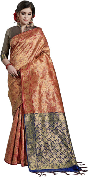 SMSAREE Maroon Designer Wedding Partywear Kanjeevaram Art Silk Hand Embroidery Work Bridal Saree Sari With Blouse Piece YNF-29809