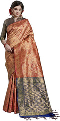 SMSAREE Maroon Designer Wedding Partywear Kanjeevaram Art Silk Hand Embroidery Work Bridal Saree Sari With Blouse Piece YNF-29809