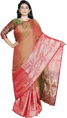 SMSAREE Red Designer Wedding Partywear Tanchui Art Silk Hand Embroidery Work Bridal Saree Sari With Blouse Piece YNF-29972