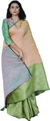 SMSAREE Green Designer Wedding Partywear Tanchui Art Silk Hand Embroidery Work Bridal Saree Sari With Blouse Piece YNF-29973