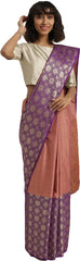 SMSAREE Coral Designer Wedding Partywear Tanchui Art Silk Hand Embroidery Work Bridal Saree Sari With Blouse Piece YNF-29978