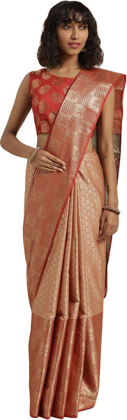 SMSAREE Red Designer Wedding Partywear Tanchui Art Silk Hand Embroidery Work Bridal Saree Sari With Blouse Piece YNF-29981