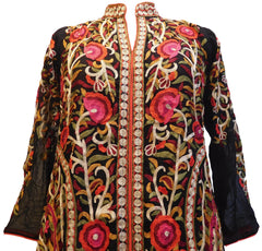 The Show Stopper Black Designer Georgette (Viscos) Hand Embroidery Zari Thread Work PartyWear Bollywood Style Kurti Kurta