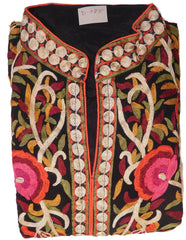 The Show Stopper Black Designer Georgette (Viscos) Hand Embroidery Zari Thread Work PartyWear Bollywood Style Kurti Kurta