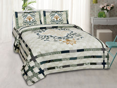 Light Green Pure Cotton Double Bed Printed Bedsheet