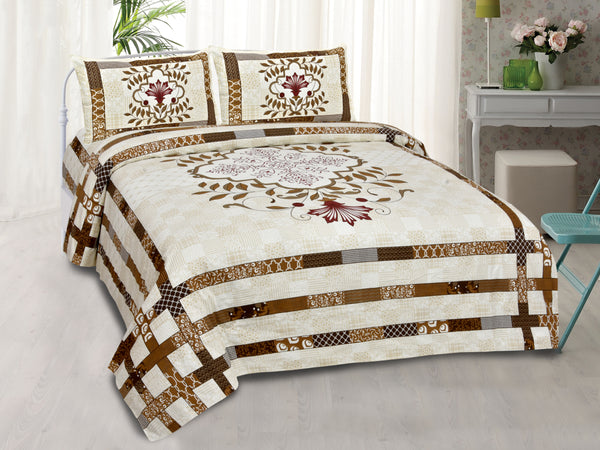 Light Yellow Pure Cotton Double Bed Printed Bedsheet