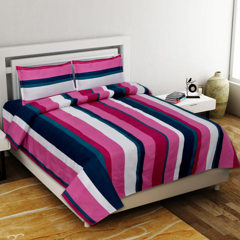 Pink Glace Cotton Double Bed Bedsheet