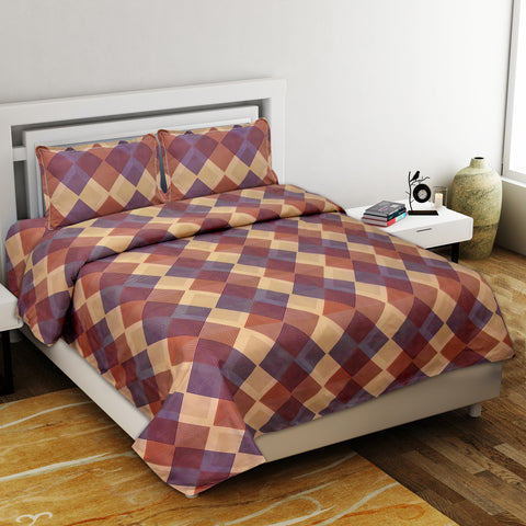 Beige Glace Cotton Double Bed Bedsheet