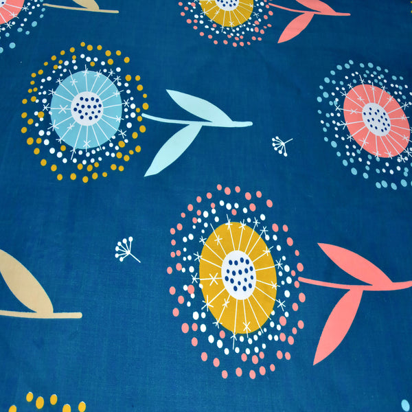 Royal Blue Glace Cotton Double Bed Bedsheet