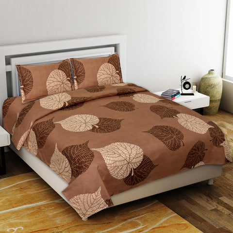 Brown Glace Cotton Double Bed Bedsheet