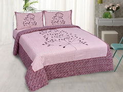 Baby Pink Pure Cotton Double Bed Printed Bedsheet
