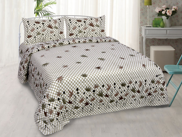 Grey Pure Cotton Double Bed Printed Bedsheet
