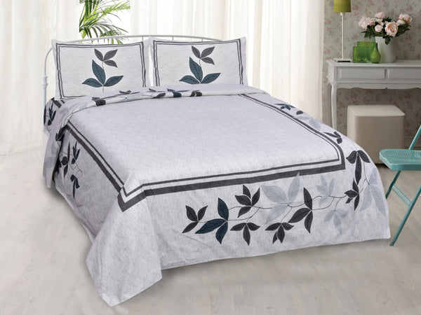 White Pure Cotton Double Bed Printed Bedsheet