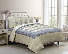 Beige Pure Cotton Double Bed Printed Bedsheet