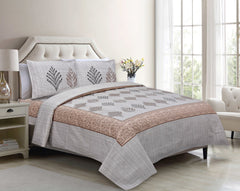 Grey Pure Cotton Double Bed Printed Bedsheet