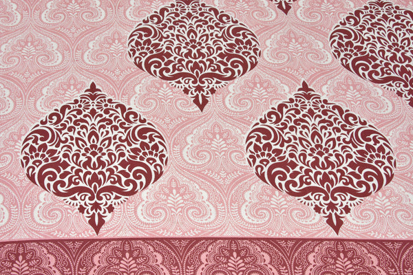 Pink Pure Cotton Double Bed Printed Bedsheet