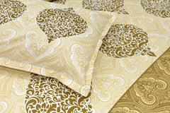 Yellow Pure Cotton Double Bed Printed Bedsheet