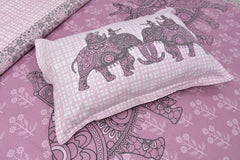 Pink Pure Cotton Double Bed Printed Bedsheet