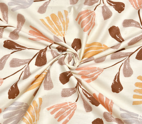 Leafy Brown Premium Cotton Double Bed Bedsheet