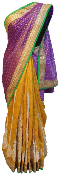 Purple & Yellow Designer Saree