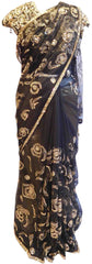Black Bridal Designer Bollywood Style Net Saree