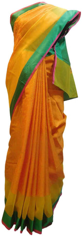Orange Traditional Designer Wedding Hand Weaven Pure Benarasi Zari Work Saree Sari With Blouse BH101C