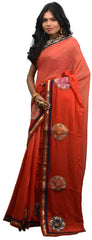 SMSAREE Red Designer Wedding Partywear Georgette (Viscos) Stone Zari Gota & Pearl Hand Embroidery Work Bridal Saree Sari With Blouse Piece E478
