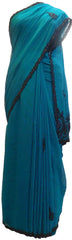 SMSAREE Turquoise Designer Wedding Partywear Georgette Thread & Stone  Hand Embroidery Work Bridal Saree Sari With Blouse Piece E580