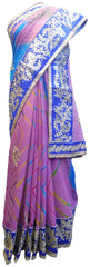 SMSAREE Multicolor Laheria Print Designer Wedding Partywear Pure Georgette Gota Pearl Stone & Zari Hand Embroidery Work Bridal Saree Sari With Blouse Piece E604