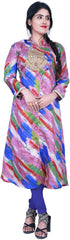 SMSAREE Multi-Colour Designer Casual Partywear Raw Silk Floral Printed Gota Thread & Zari Hand Embroidery Work Stylish Women Kurti Kurta With Free Matching Leggings KB357