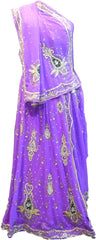 SMSAREE Purple Designer Wedding Partywear Georgette Cutdana Zari Beads & Stone Hand Embroidery Work Bridal Lahenga Dupatta Ghaghra Choli Bari Ki Til With Blouse Piece E971