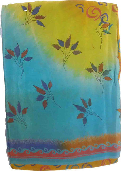 SMSAREE Multi Color Designer Wedding Partywear Pure Crepe Hand Brush Reprinted Saree Sari With Blouse Piece RP11