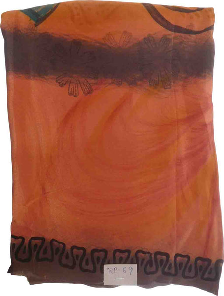 SMSAREE Multi Color Designer Wedding Partywear Pure Crepe Hand Brush Reprinted Saree Sari With Blouse Piece RP69