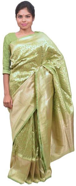 Sea Green Traditional Designer Bridal Hand Weaven Pure Benarasi Zari Work Saree Sari With Blouse